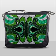 Fractal Art Green Pattern Design Messenger Bags by Sapixe