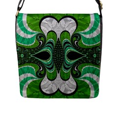 Fractal Art Green Pattern Design Flap Messenger Bag (l)  by Sapixe