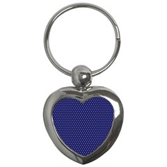 Blue Fractal Art Honeycomb Mathematics Key Chains (heart)  by Sapixe