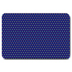 Blue Fractal Art Honeycomb Mathematics Large Doormat  by Sapixe