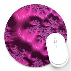 Fractal Artwork Pink Purple Elegant Round Mousepads by Sapixe