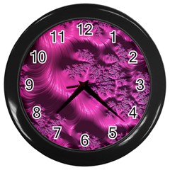 Fractal Artwork Pink Purple Elegant Wall Clocks (black) by Sapixe