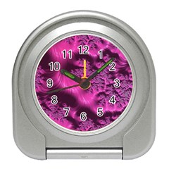 Fractal Artwork Pink Purple Elegant Travel Alarm Clocks by Sapixe