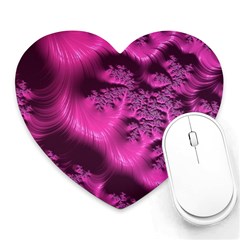 Fractal Artwork Pink Purple Elegant Heart Mousepads by Sapixe