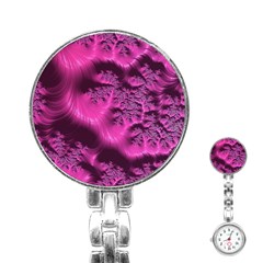 Fractal Artwork Pink Purple Elegant Stainless Steel Nurses Watch by Sapixe