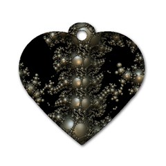 Fractal Math Geometry Backdrop Dog Tag Heart (two Sides) by Sapixe