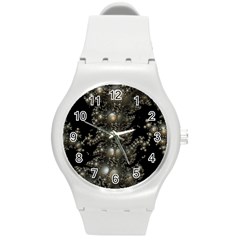 Fractal Math Geometry Backdrop Round Plastic Sport Watch (m) by Sapixe