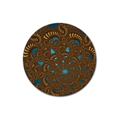 Fractal Abstract Pattern Rubber Round Coaster (4 Pack)  by Sapixe