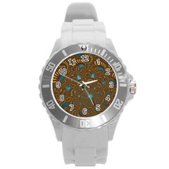 Fractal Abstract Pattern Round Plastic Sport Watch (l) by Sapixe