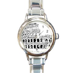 Line Art Architecture Round Italian Charm Watch by Sapixe