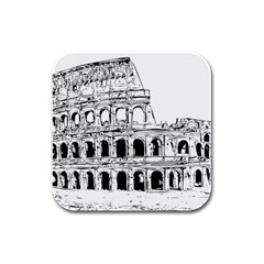 Line Art Architecture Rubber Square Coaster (4 pack) 