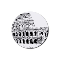 Line Art Architecture Rubber Coaster (round)  by Sapixe