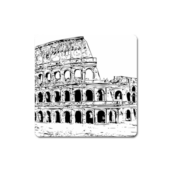 Line Art Architecture Square Magnet