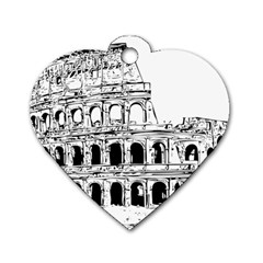 Line Art Architecture Dog Tag Heart (One Side)