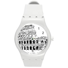 Line Art Architecture Round Plastic Sport Watch (M)