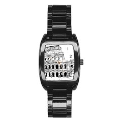 Line Art Architecture Stainless Steel Barrel Watch by Sapixe