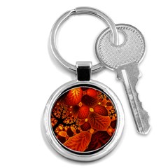 Leaf Autumn Nature Background Key Chains (round)  by Sapixe