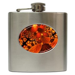 Leaf Autumn Nature Background Hip Flask (6 Oz) by Sapixe