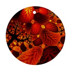 Leaf Autumn Nature Background Round Ornament (two Sides) by Sapixe