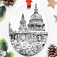 Line Art Architecture Church Ornament (oval) by Sapixe