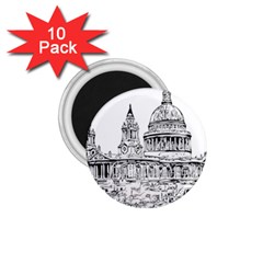 Line Art Architecture Church 1 75  Magnets (10 Pack)  by Sapixe