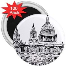 Line Art Architecture Church 3  Magnets (100 Pack) by Sapixe