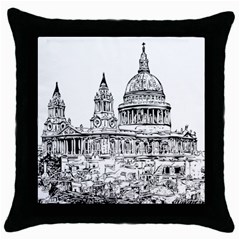 Line Art Architecture Church Throw Pillow Case (black) by Sapixe