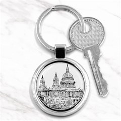 Line Art Architecture Church Key Chains (round)  by Sapixe