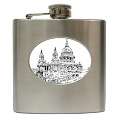 Line Art Architecture Church Hip Flask (6 Oz) by Sapixe