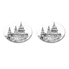 Line Art Architecture Church Cufflinks (oval) by Sapixe