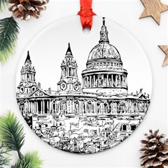 Line Art Architecture Church Round Ornament (two Sides) by Sapixe