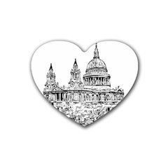 Line Art Architecture Church Rubber Coaster (heart)  by Sapixe