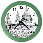 Line Art Architecture Church Color Wall Clocks Front