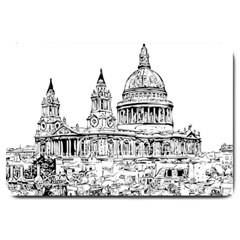 Line Art Architecture Church Large Doormat  by Sapixe