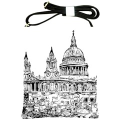 Line Art Architecture Church Shoulder Sling Bags by Sapixe