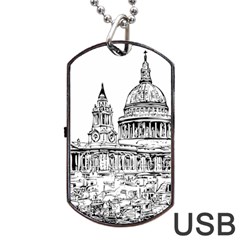 Line Art Architecture Church Dog Tag Usb Flash (one Side) by Sapixe