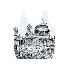 Line Art Architecture Church Full Print Recycle Bags (s)  by Sapixe