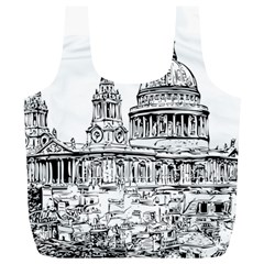 Line Art Architecture Church Full Print Recycle Bags (l)  by Sapixe