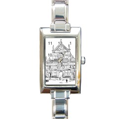 Line Art Architecture Church Italy Rectangle Italian Charm Watch by Sapixe