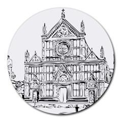 Line Art Architecture Church Italy Round Mousepads by Sapixe