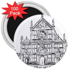 Line Art Architecture Church Italy 3  Magnets (100 Pack) by Sapixe