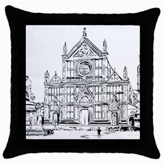 Line Art Architecture Church Italy Throw Pillow Case (black) by Sapixe