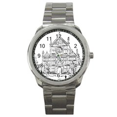 Line Art Architecture Church Italy Sport Metal Watch by Sapixe