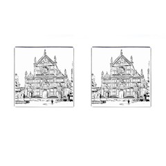 Line Art Architecture Church Italy Cufflinks (square)