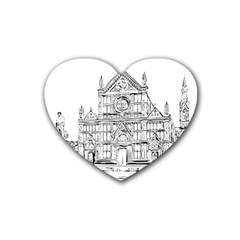 Line Art Architecture Church Italy Heart Coaster (4 Pack)  by Sapixe