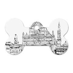 Line Art Architecture Church Italy Dog Tag Bone (two Sides) by Sapixe