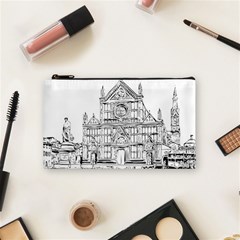 Line Art Architecture Church Italy Cosmetic Bag (small)  by Sapixe