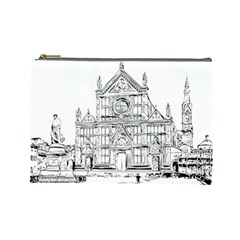 Line Art Architecture Church Italy Cosmetic Bag (large)  by Sapixe