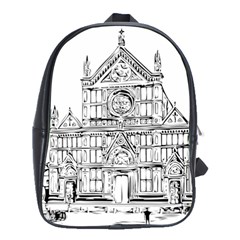 Line Art Architecture Church Italy School Bag (large) by Sapixe