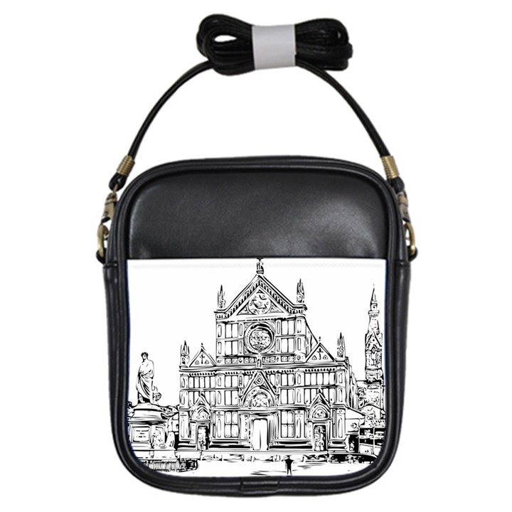 Line Art Architecture Church Italy Girls Sling Bags